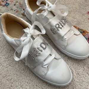 BRIDE white satin Betsy Johnson sneaker